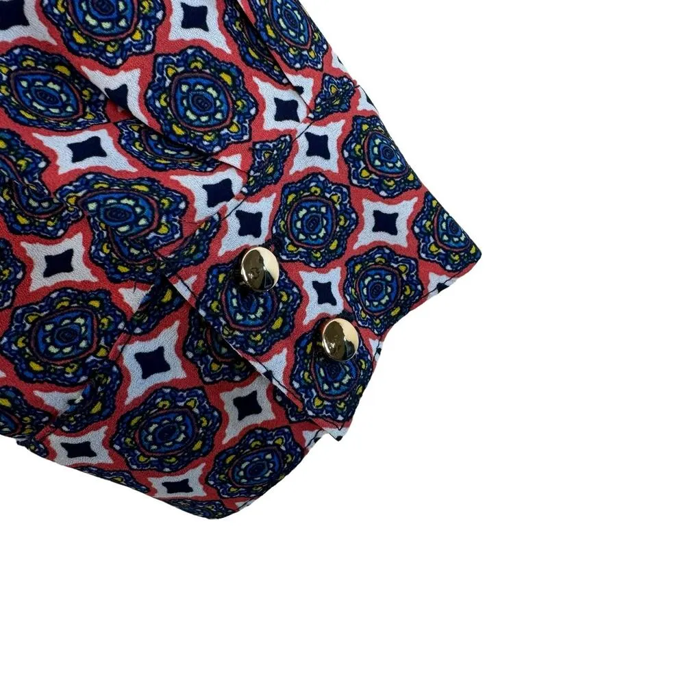 Sami & Jo Multicolor Long Sleeve Pleated Lightweight Pullover Blouse Size XL - Image 5