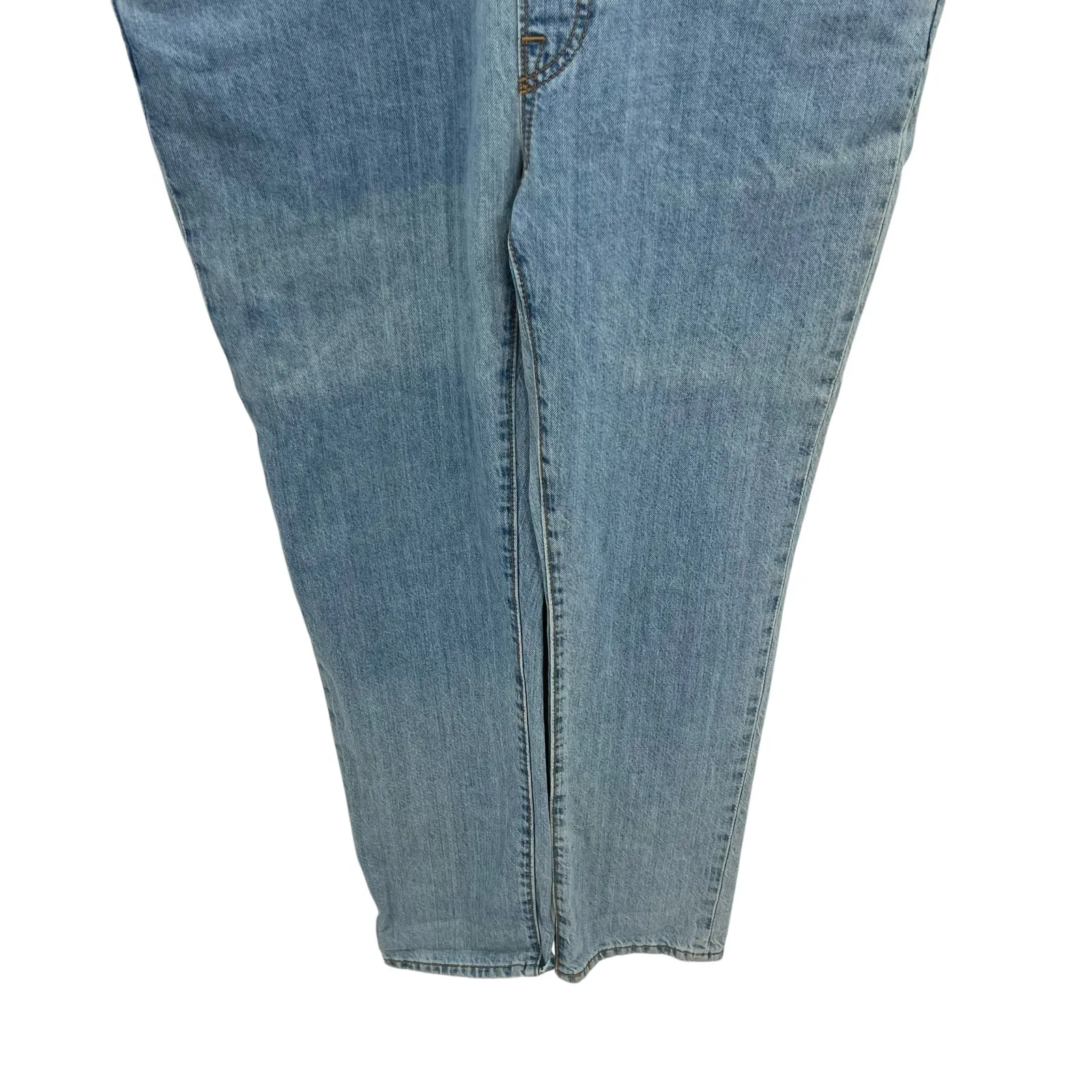 Levi's Original Overalls Jeans Denim Medium Light Wash Blue‎ Size Large - Image 9