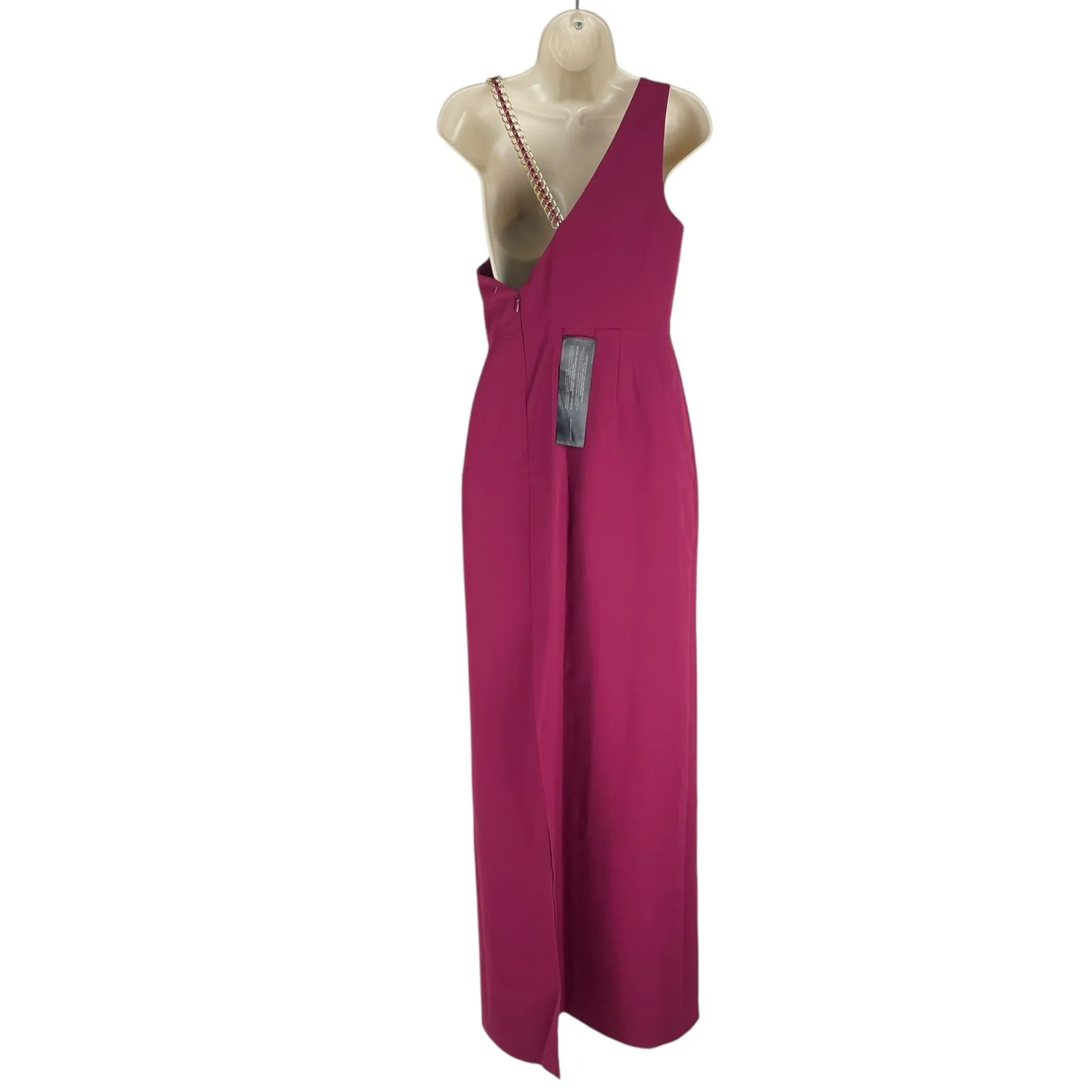 BCBGMaxAzria Gracie One Shoulder Chain Gown Column Dress Beet Size 2 - Image 9