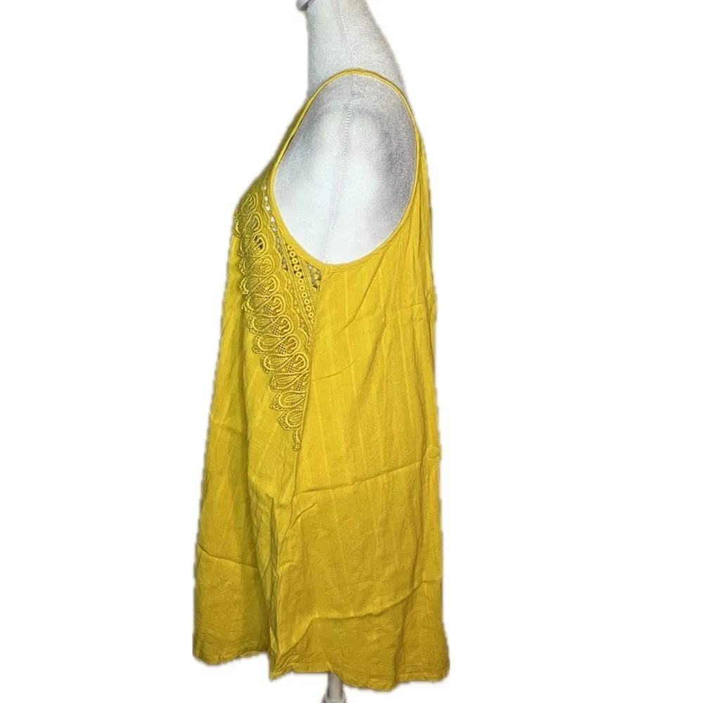 Venus Bright Yellow Cotton Crochet Lace Detail Sundress | Size 6 | - Image 4