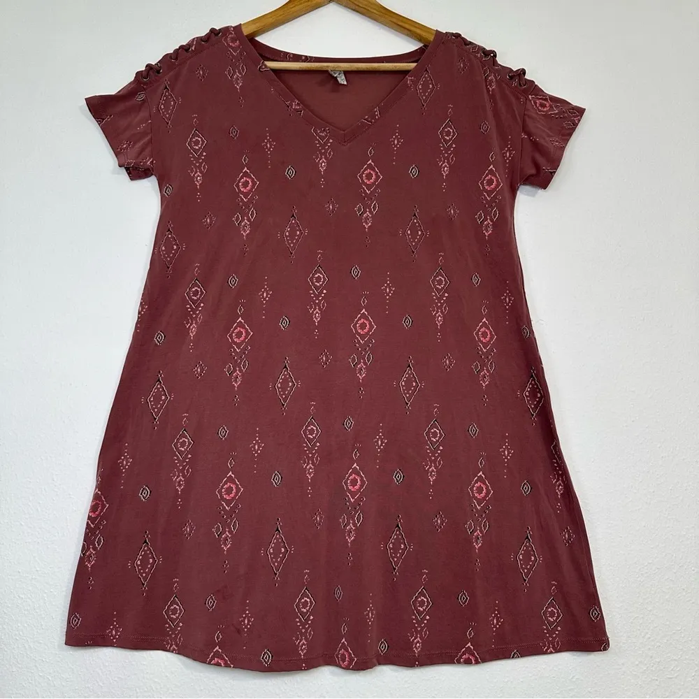 Mudd Aztec Mini Trapeze Boho Women’s Geometric Dress - Image 2