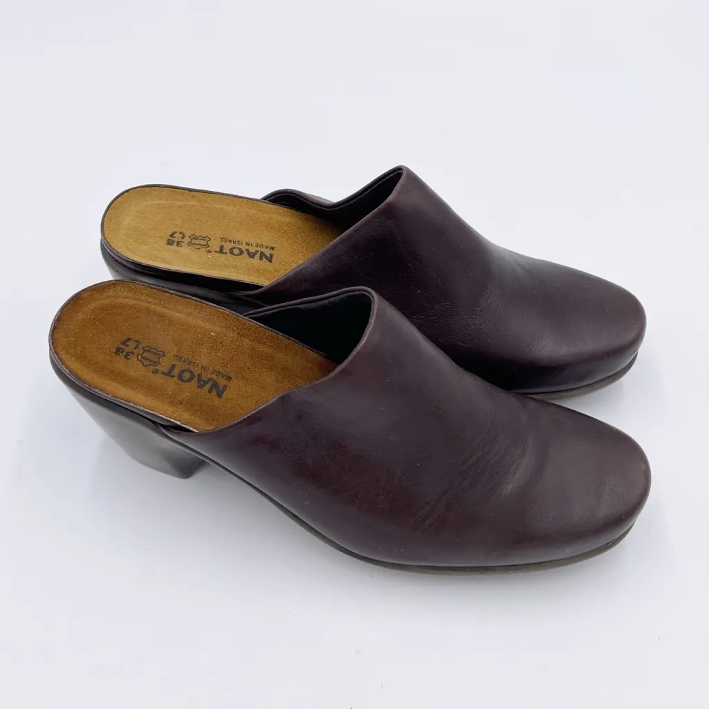 NAOT Eden Dream Leather Mule Clog Deep Brown Purple Women's Size 38 US Size 7 - Image 2