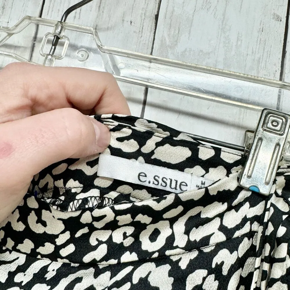 e.ssue Skirt Women Size M Animal Printed Wrap Crossover High Waisted Midi Skirt Black Size M - Image 2