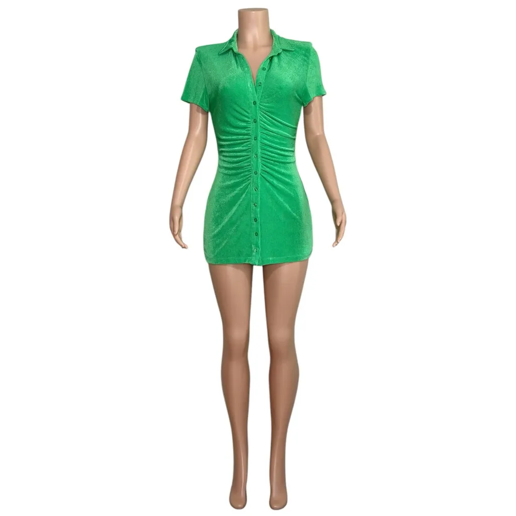 WITH JÉAN Alexa Mini Dress, Juicy Green, Small - Image 12