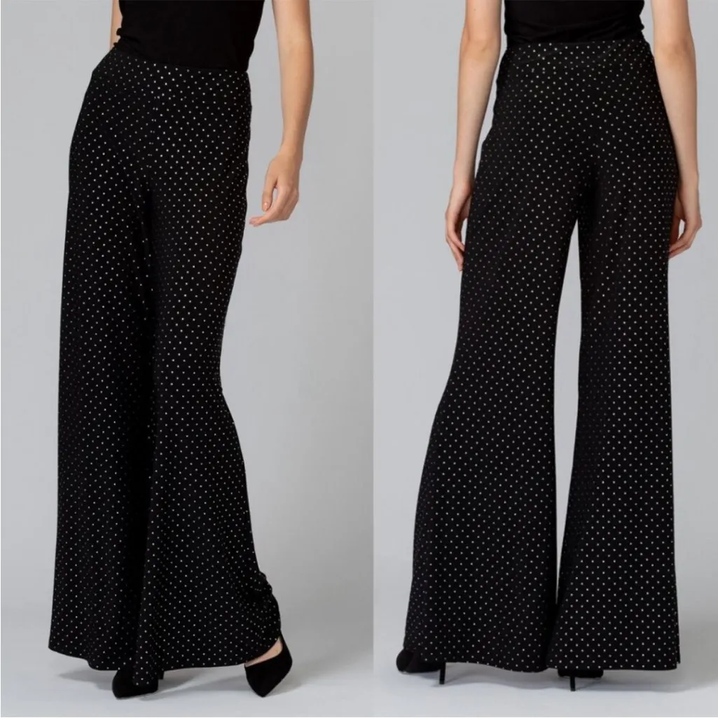 Nine West black gold studded wide leg flowy palazzo pull on pants NWT medium - Image 2