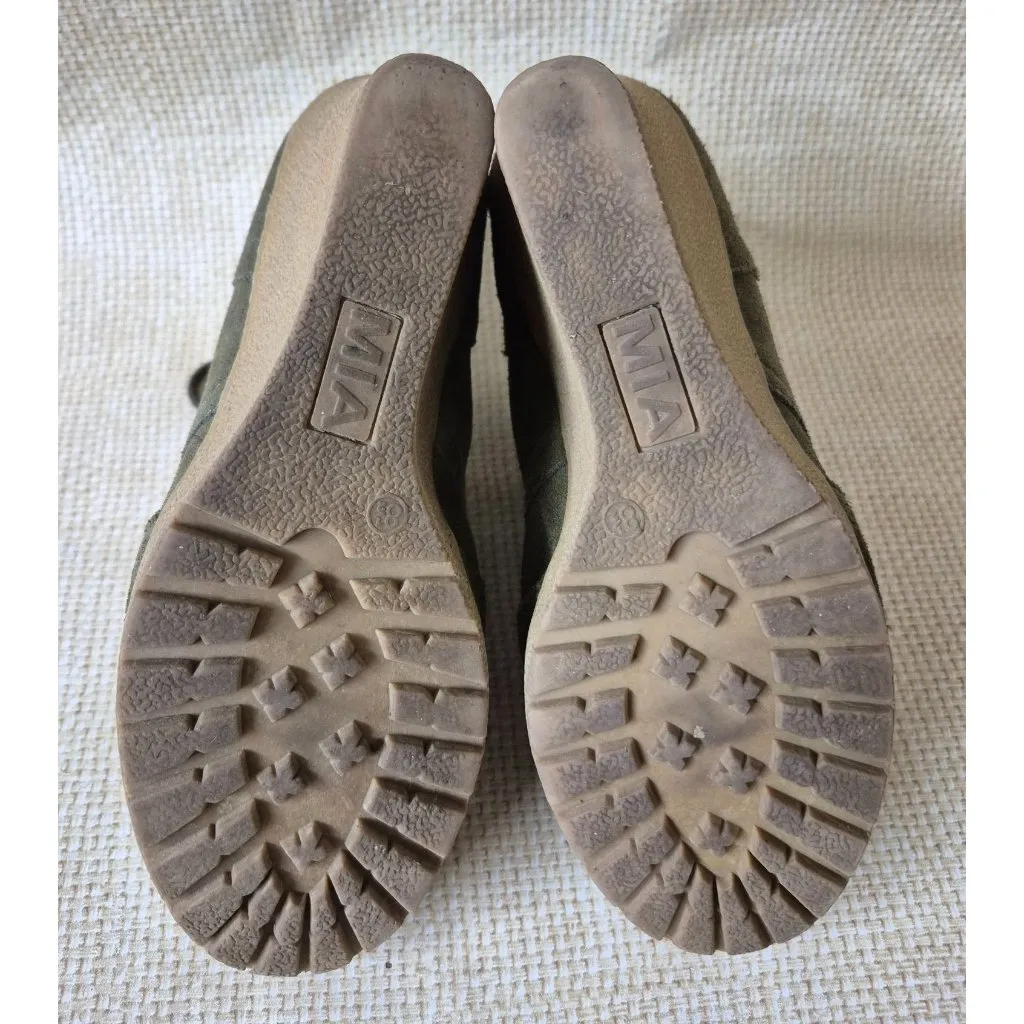 MIA Raphaella Olive Suede Leather Oxford Wedge Booties Boots Lace Up Womens 8.5M - Image 7