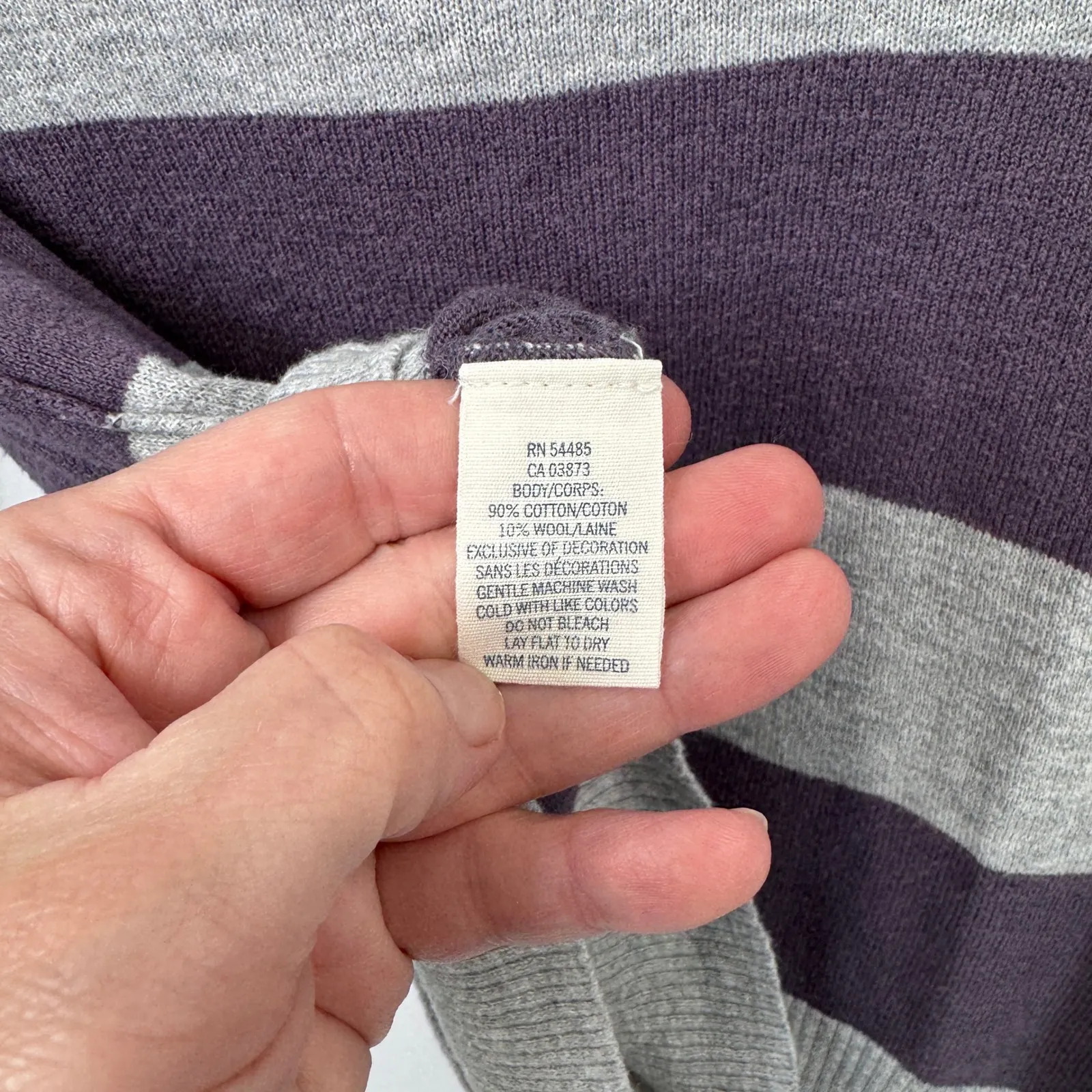 Vintage Y2K AEO Striped Cardigan Sweater Women's M Purple Gray Elbow Patch‎ - Image 10