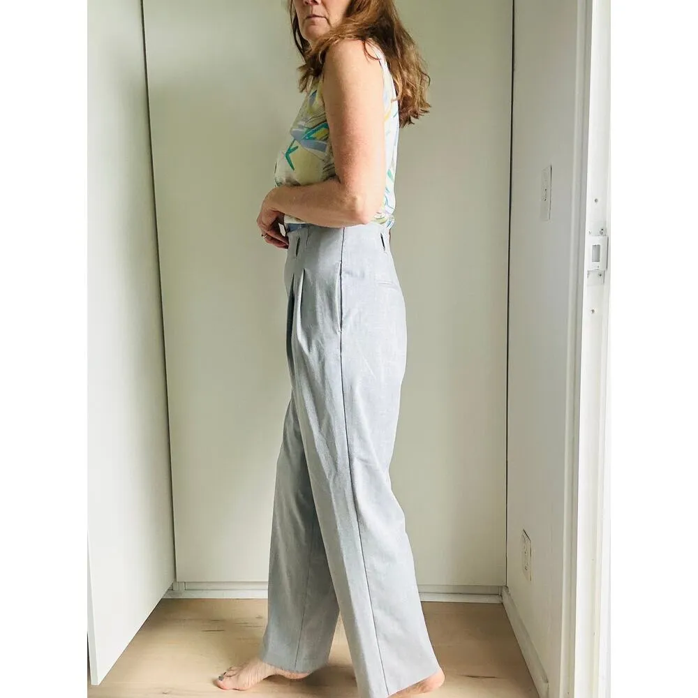 Rachel Zoe Wide leg Trousers Gray Size 6 High Waist Pleats Career Business - Image 7