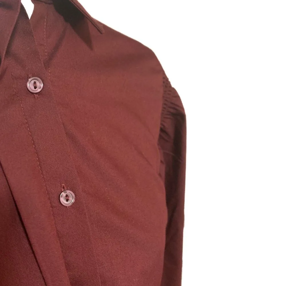 Worthington | NWT Maroon Balloon Sleeve Button Down Blouse Size Medium - Image 4