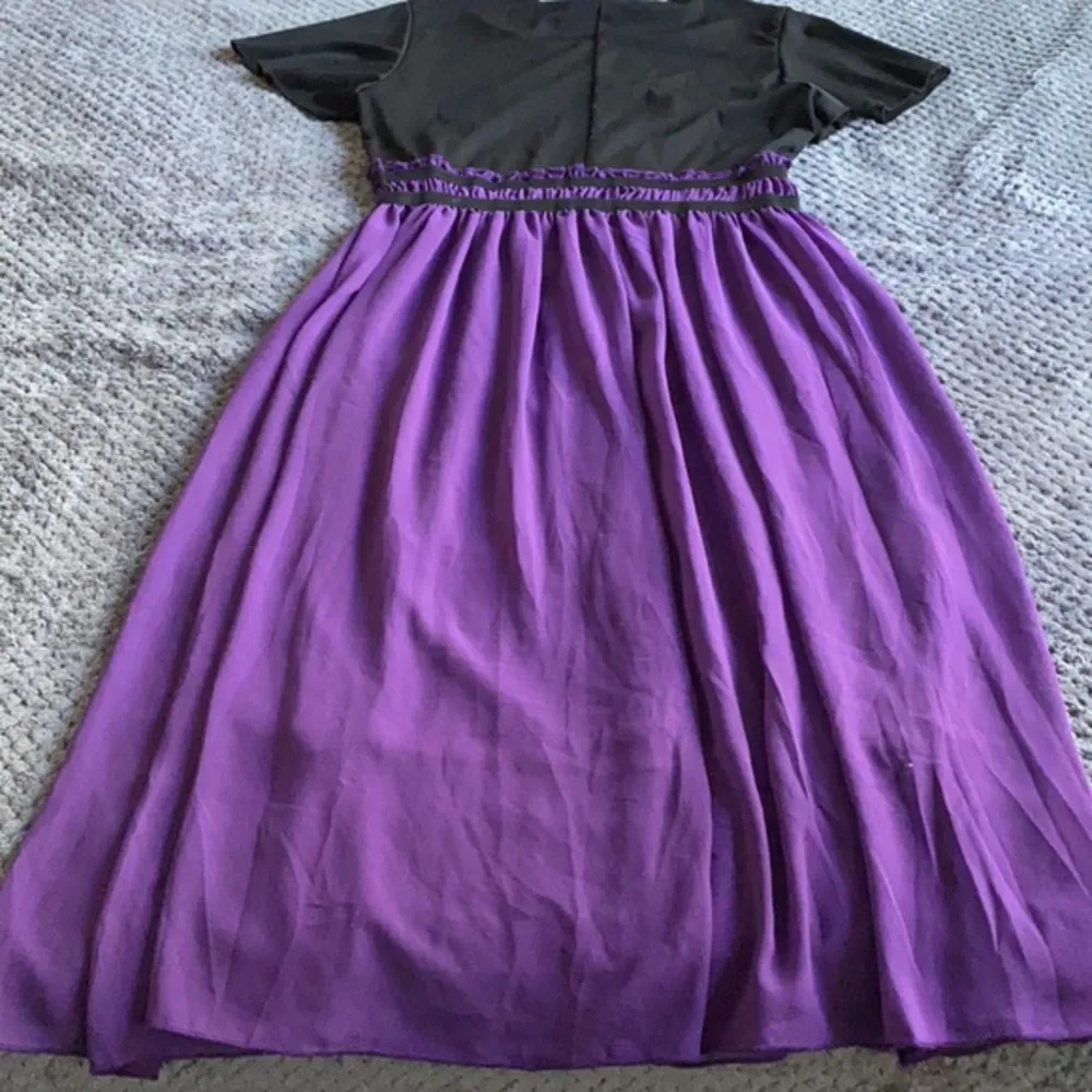 Chiffon Maxi Bohemian High Waist Flowy Dress Purple Black Size XL NWT #DS - Image 4