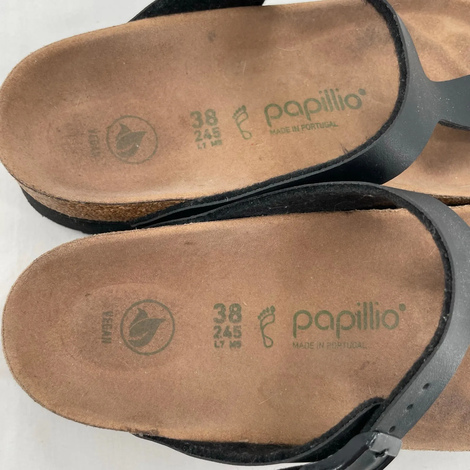 Birkenstock Gizeh Black Platform Thong Sandals Vegan Leather Papillio Size 38 - Image 6