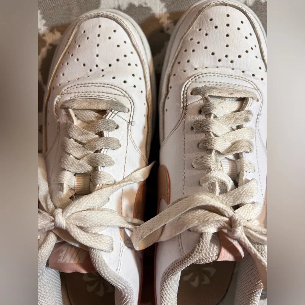 Nike White and Pink Retro Sneakers Court Vision  with Leather Upper gently worn - Image 11