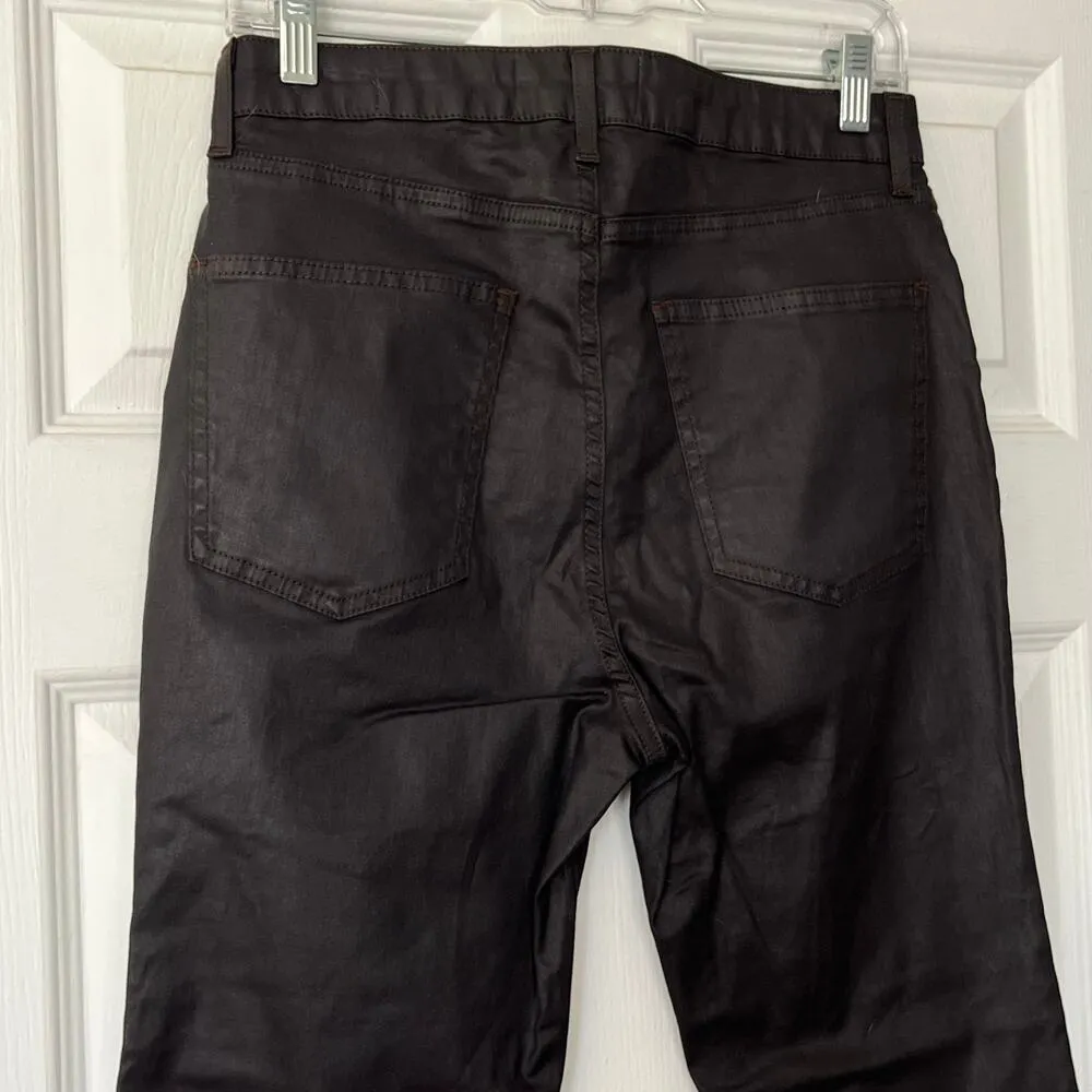 Zara The Dreed Flare Raw-Hem Coated Jeans - Size 8 - Image 4