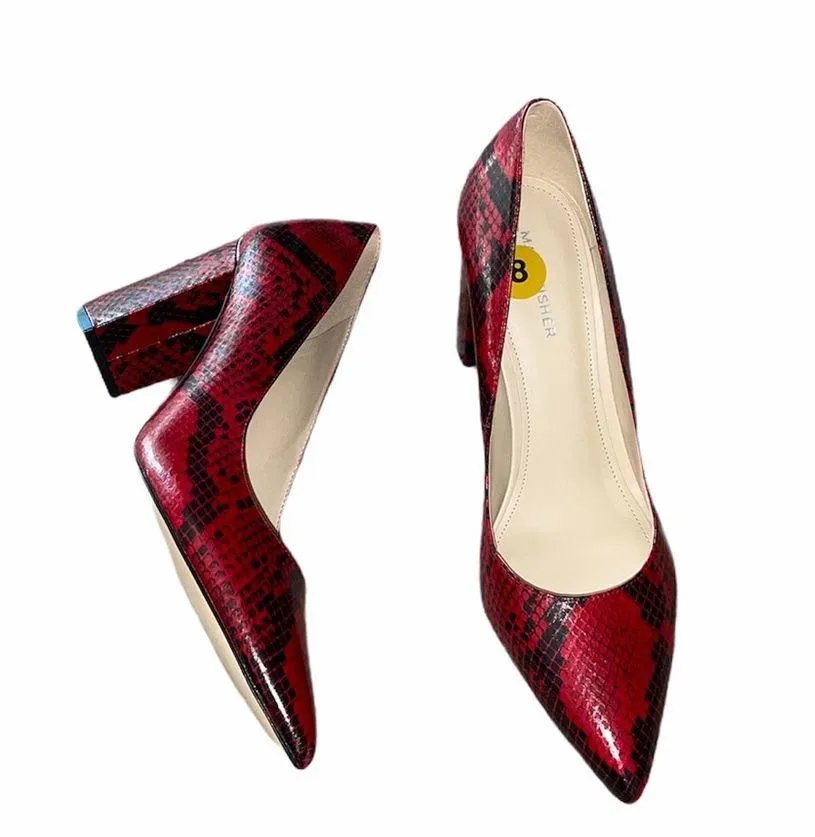 NEW MARC FISHER SNAKE PRINT Pump Heel Sandal Slip On - Image 5