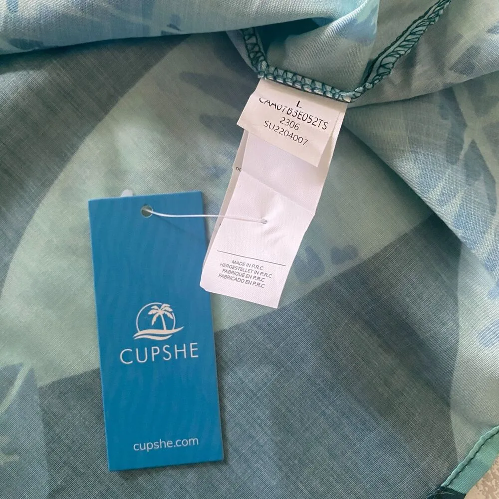 NWT Cupshe Tropical Big Leaves Strappy Lightweight Cover Up Summer Beachwear L - Image 4