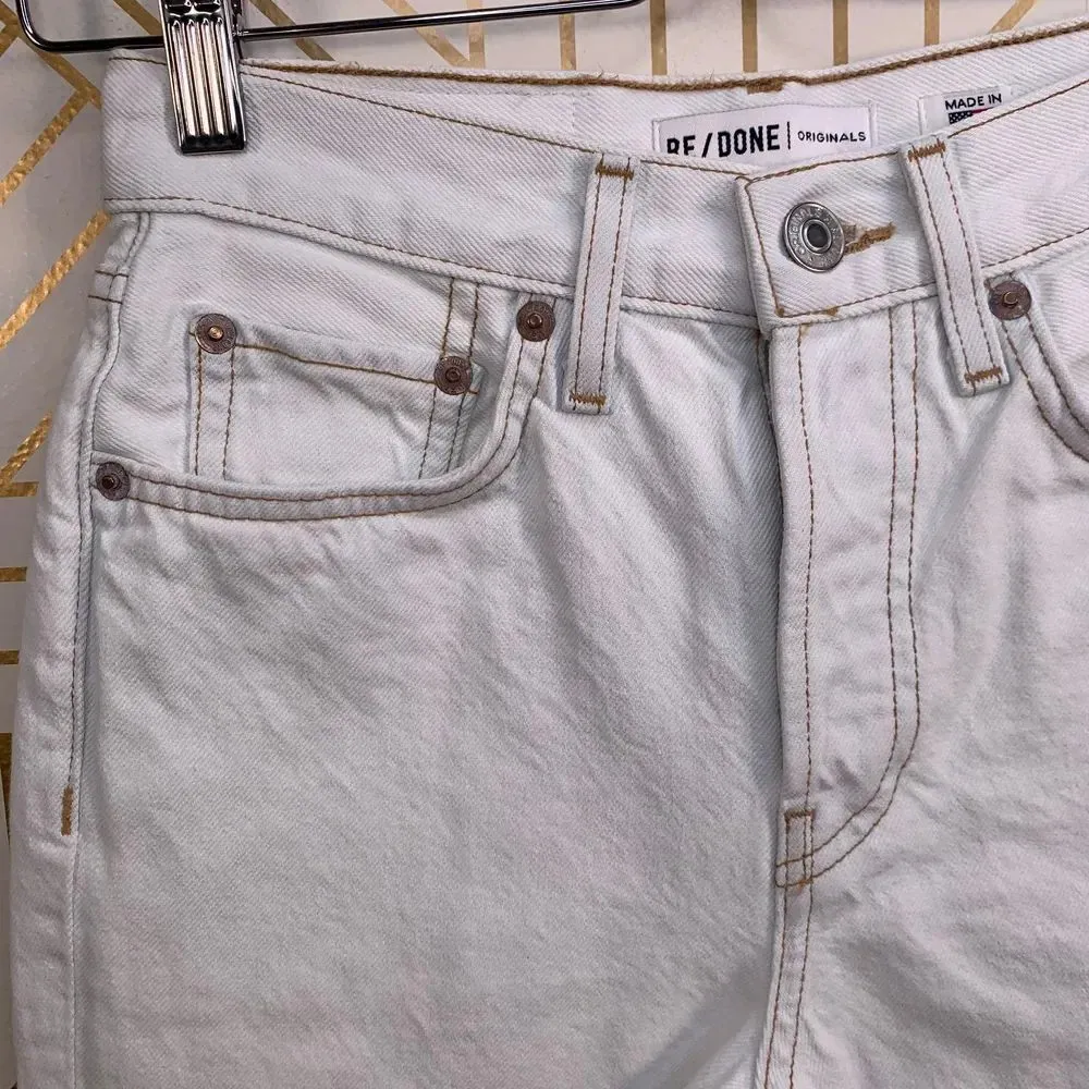RE/DONE 80'S Long Denim Shorts in‎ Bleach White - Image 5