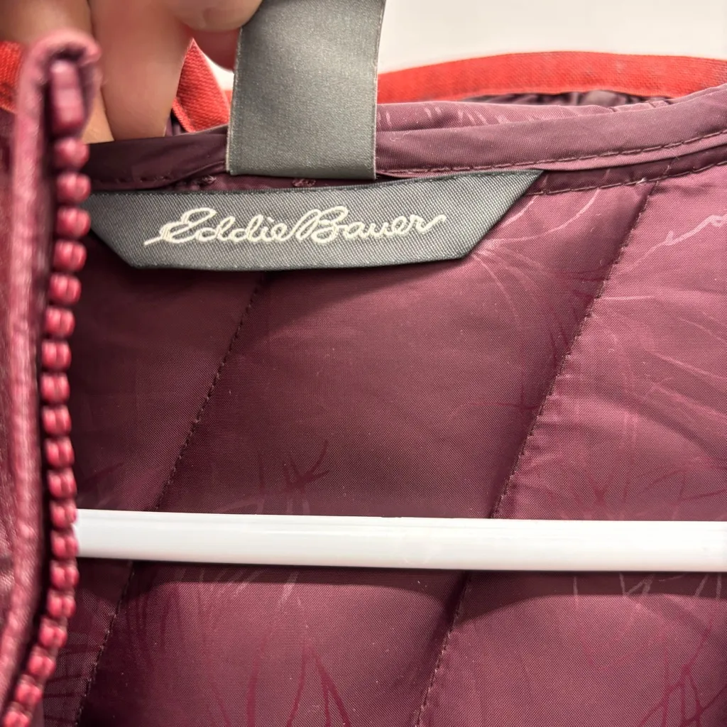 Eddie Bauer Goose Down Hooded Winter Jacket Trench Puffer Coat Zip Up Womens PL - Image 4