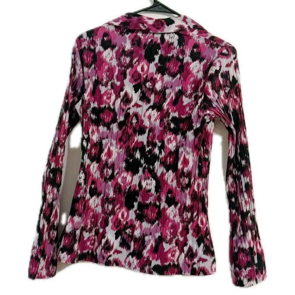 Apt. 9  Black and Pink Fitted Buttoned Blouse‎ - Image 2