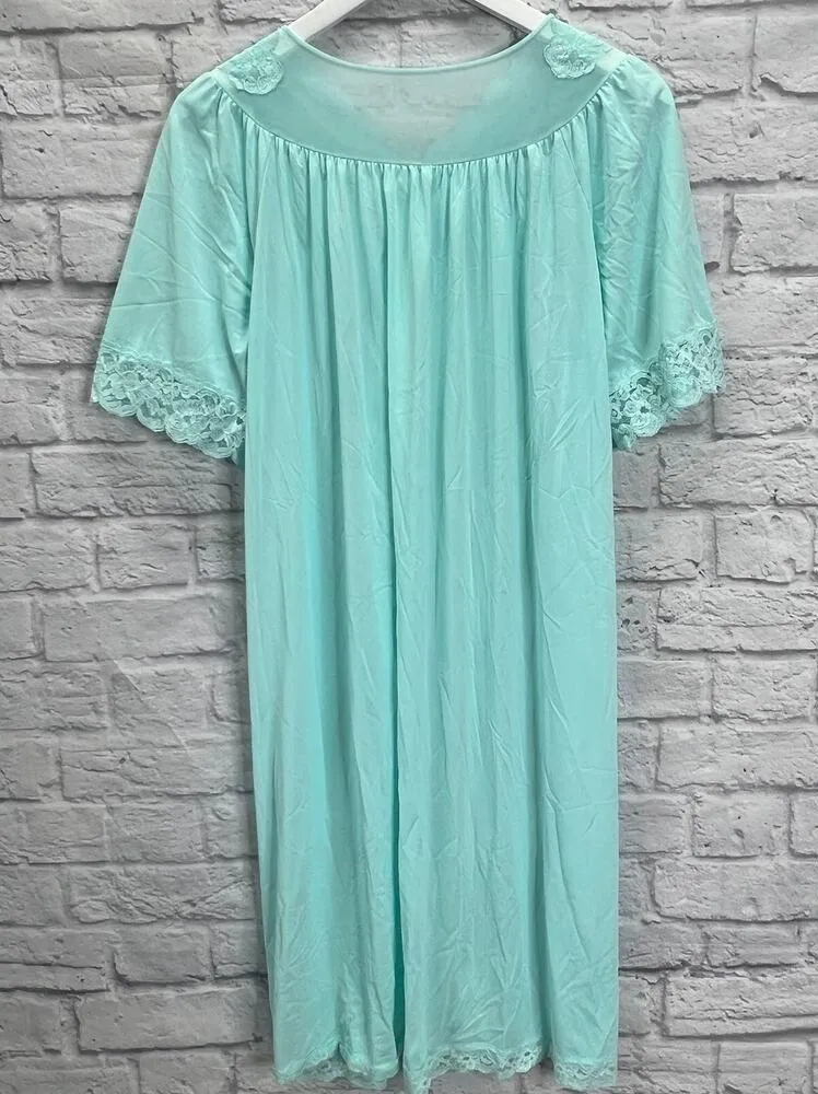 Vintage Shadowline Nylon Nightgown Lace V - Image 5