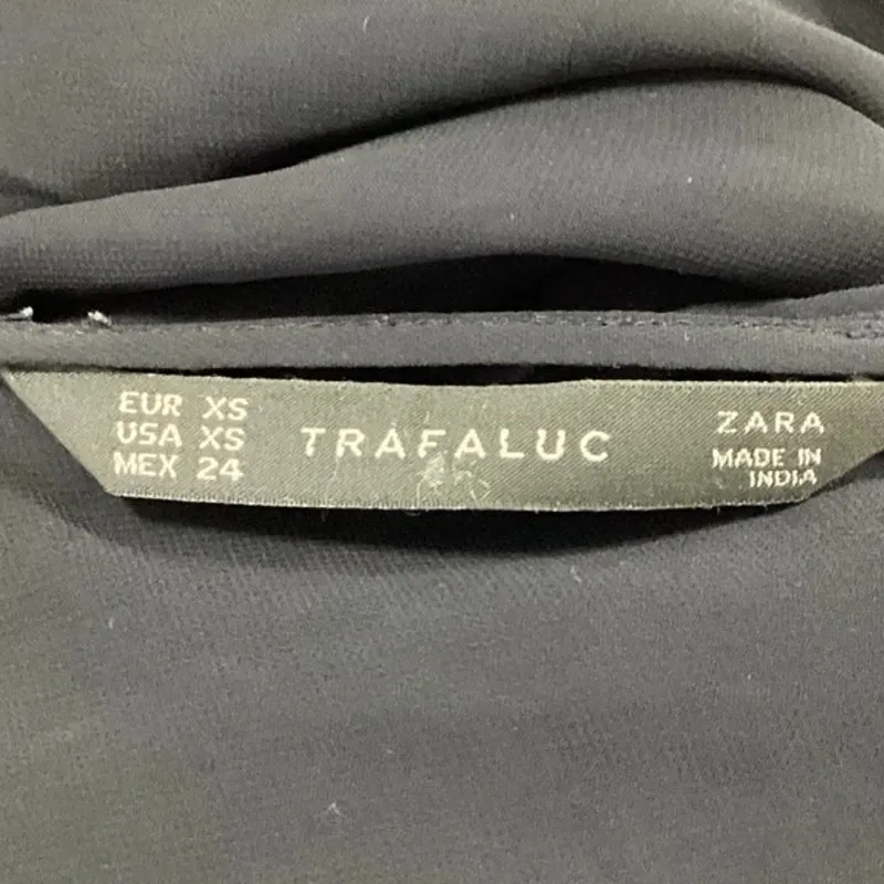 Zara Black Beaded Embellished Embroidered Sheer Long Sleeve Blouson Dress Sz XS - Image 8