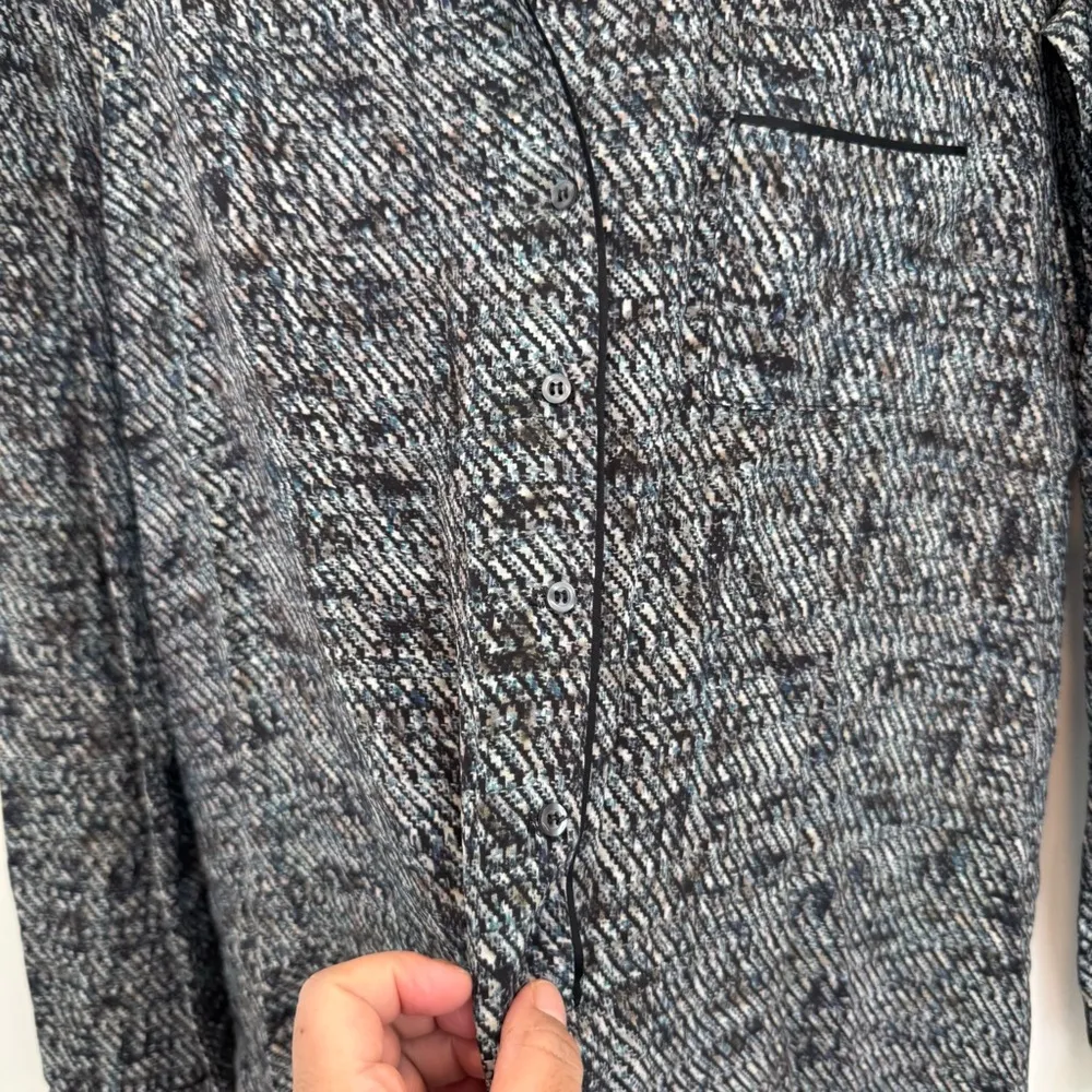 A.L.C. Womens Night Gown Size Small 100% Silk Button Front Sleep Dress Gray Blue - Image 3