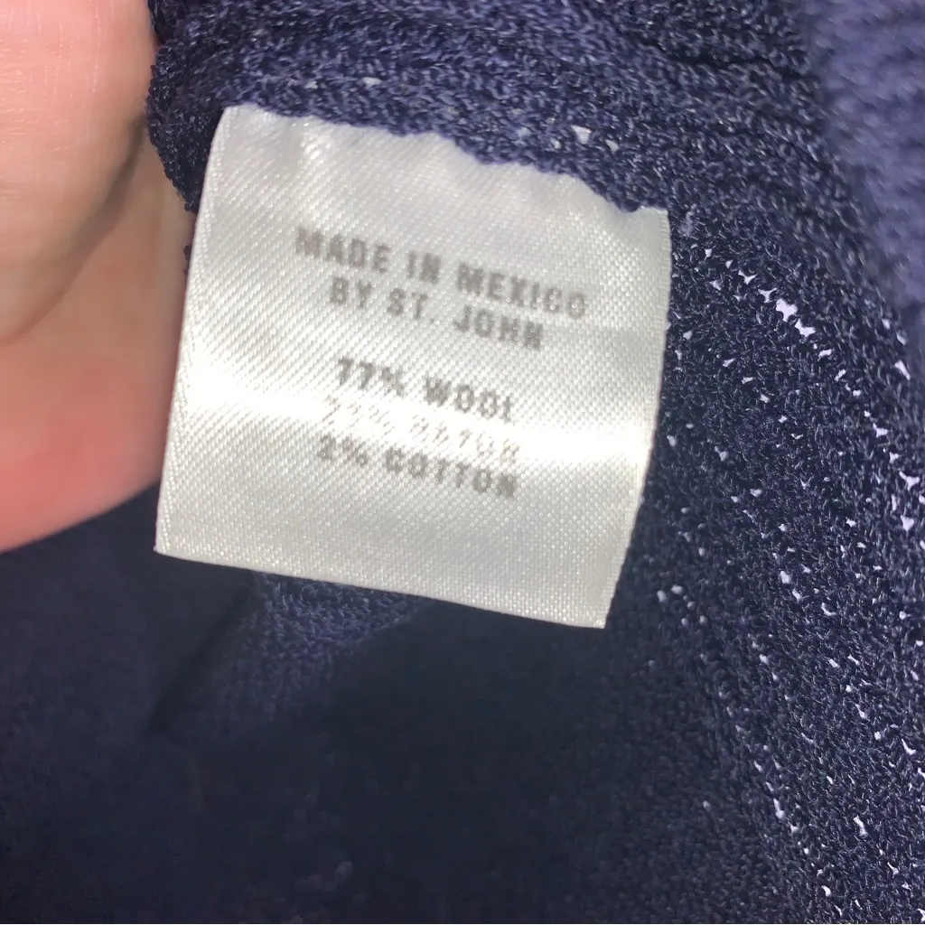 St‎ John Sport Sweater Size Small Wool Blend Navy Blue Knit Short Sleeve CP0296 - Image 5