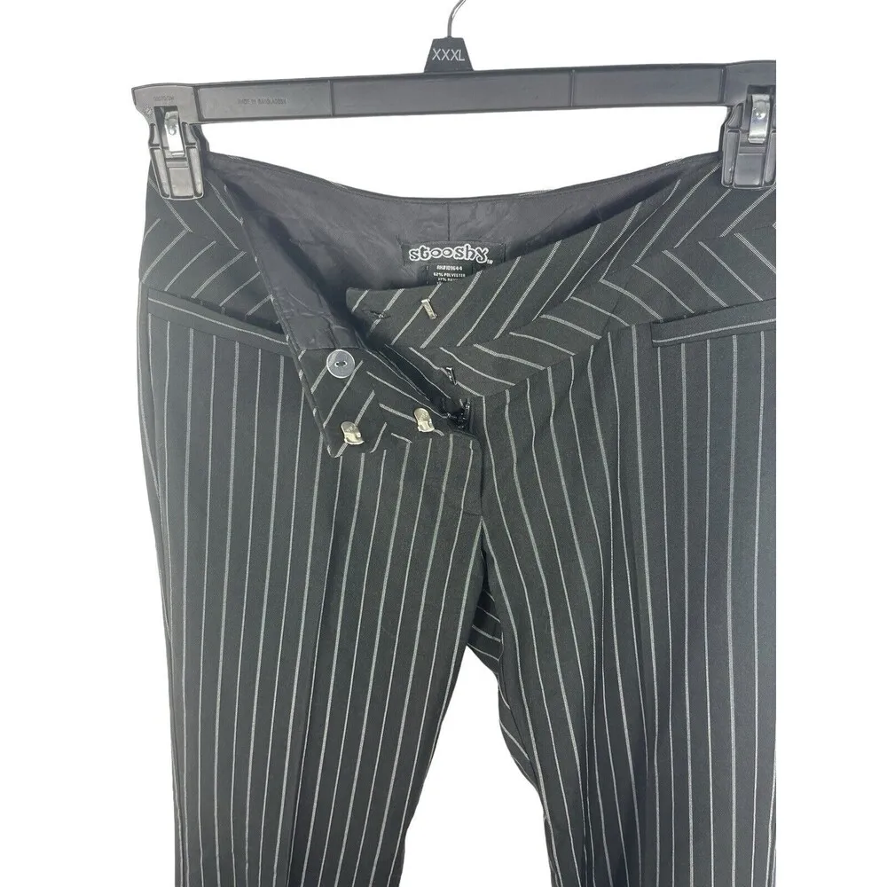 Stooshy Black White Pin Stripe Flare Career Dressy Size 7 Pants NWT - Image 3