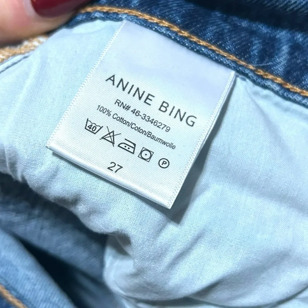 Anine Bing Lara Cotton raw Hem High waist Distressed Jeans Size 27 - Image 12