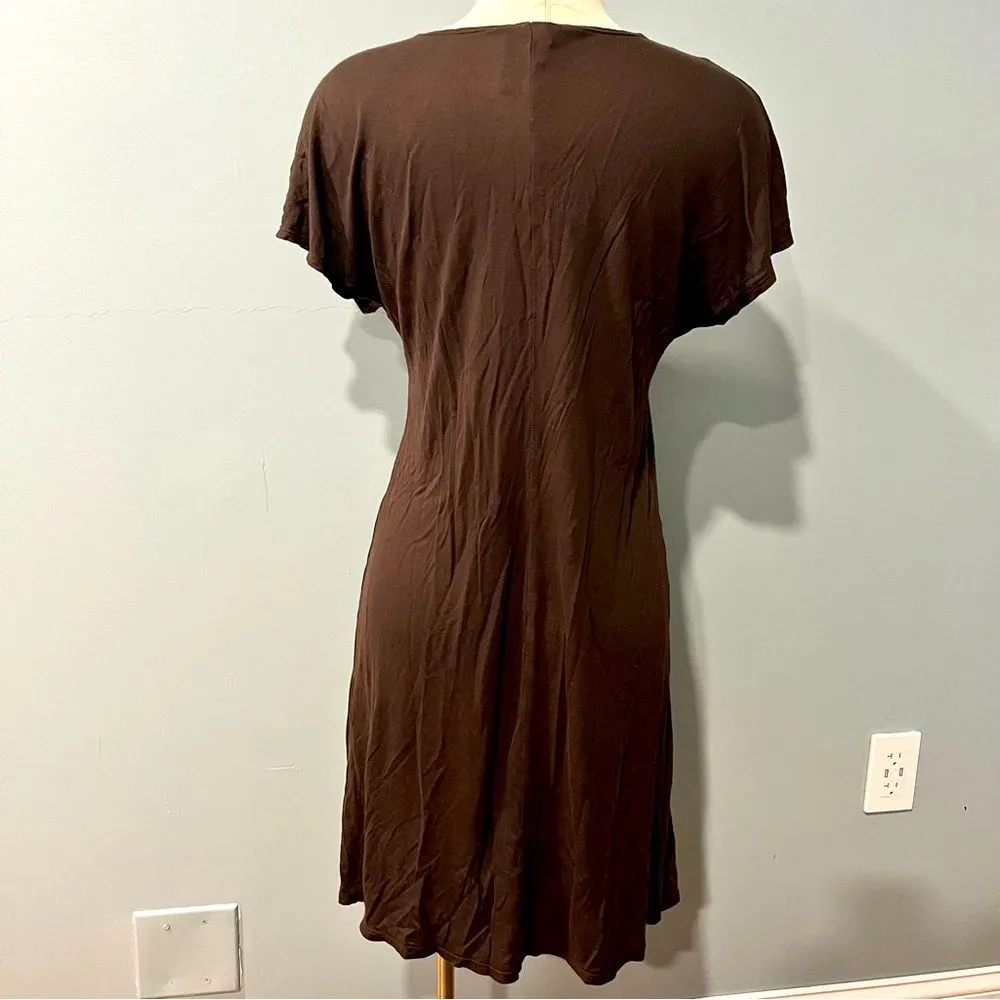 La Blanca by Rob Beattie Brown Dolman Draped Short Sleeve Cover Dress Size Large - Image 3