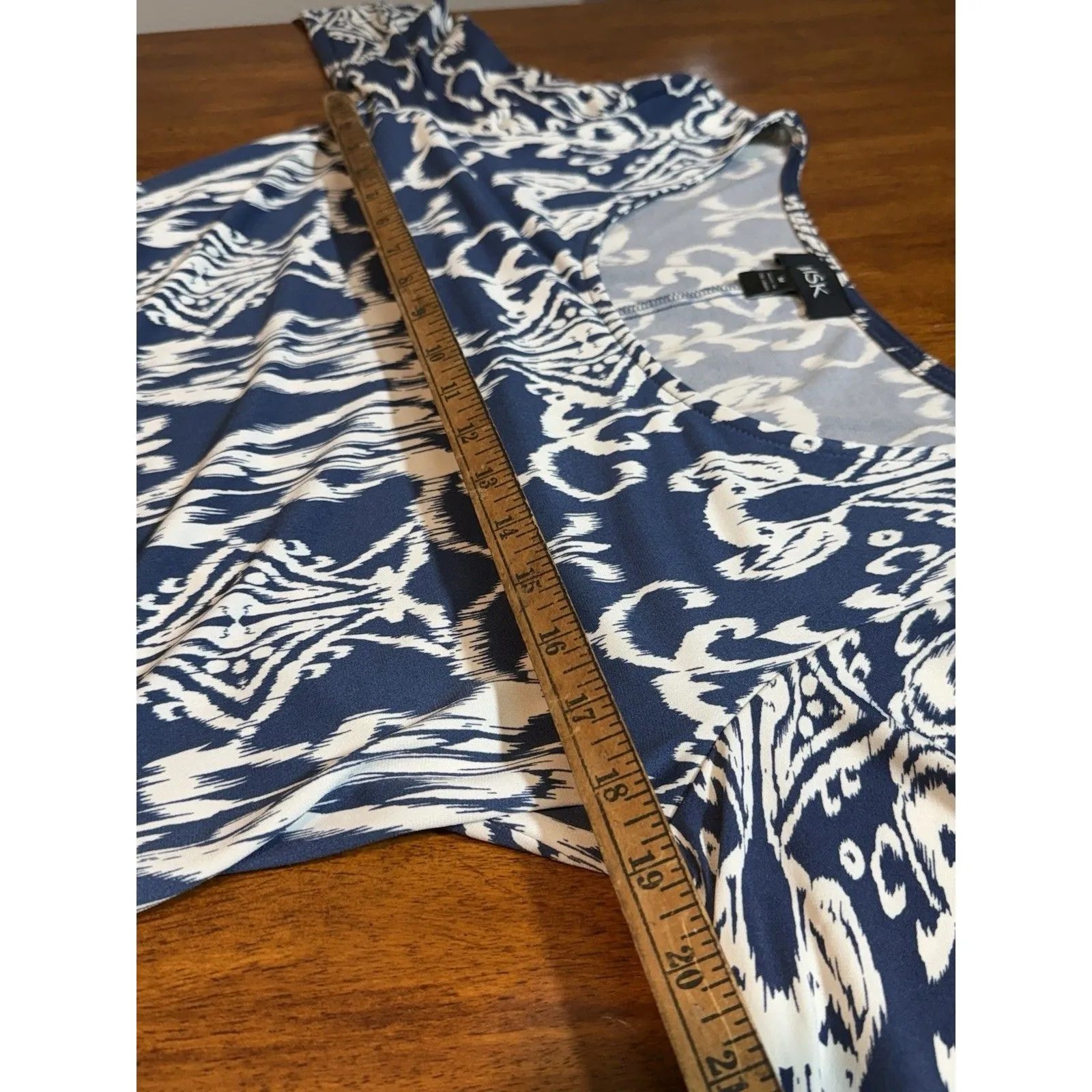 MSK Blue Floral Long‎ Bell Sleeve Dress Medium Work Office Party M - Image 8