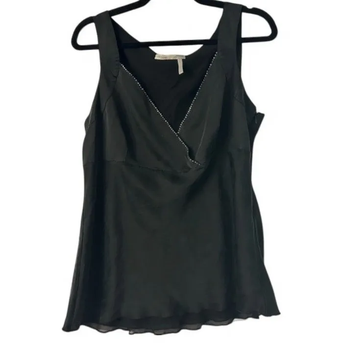 Classiques Entier‎ Black Silk Rhinestone V-Neck Sleeveless Top Elegant Luxe Posh - Image 7