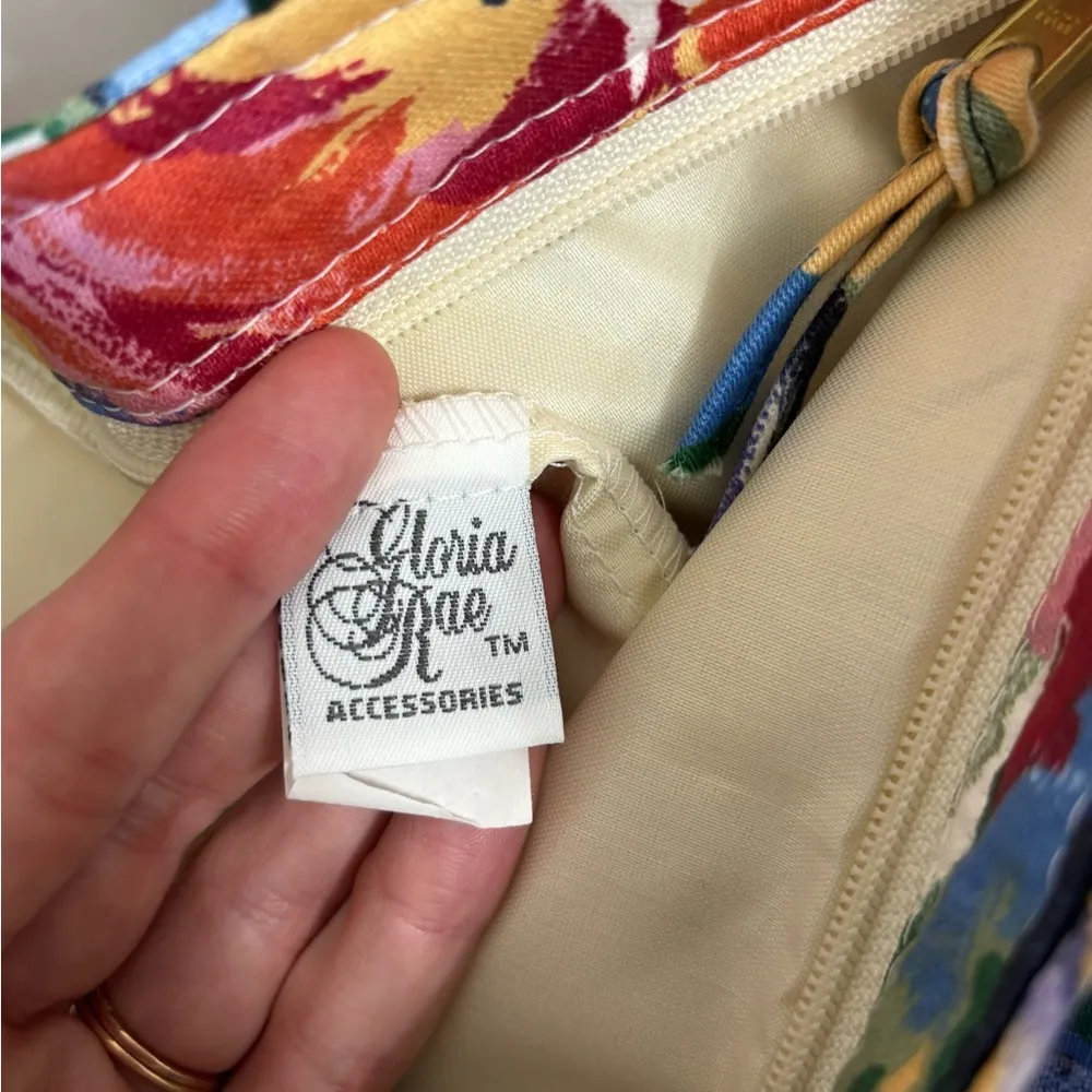 Vintage Made in USA Painted Floral Cottagecore Grandmacore Top-Zip Tote Bag - Image 5