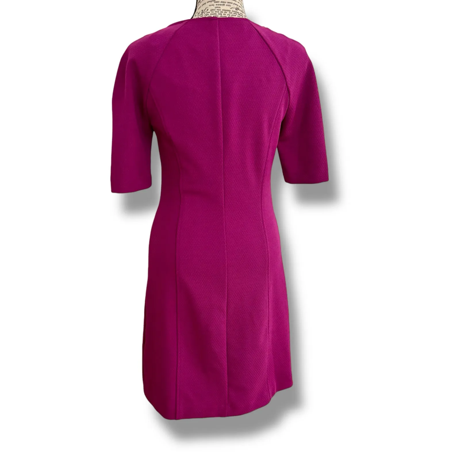 Vintage Trina Turk Size XS 0 Fuschia Zip Front Short Sleeve Mini Dress - USA - Image 5