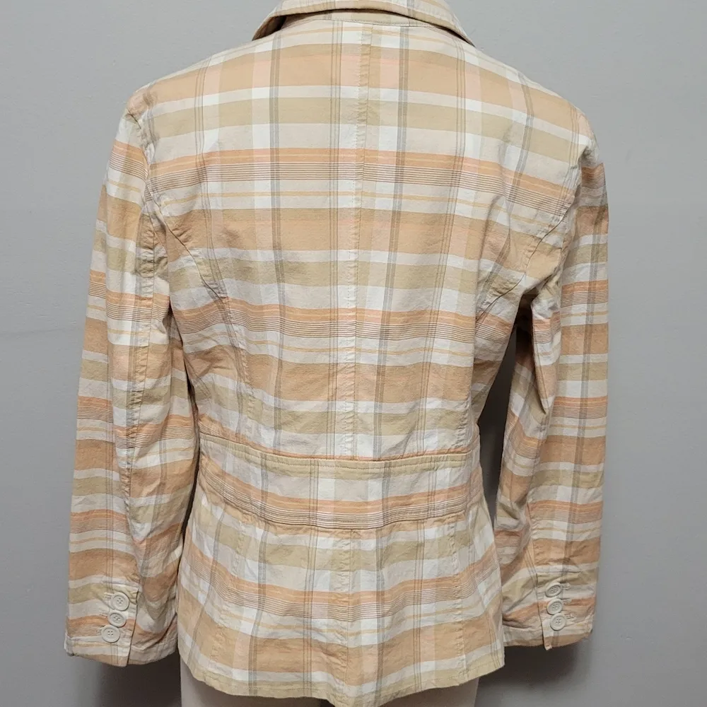 NY&CO peach plaid woven blazer size 12 - Image 5