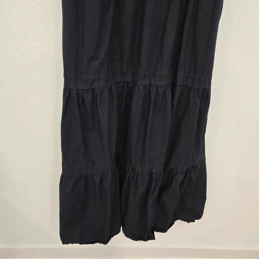 Quince Organic Cotton Poplin Tiered Maxi Black Dress Size Medium - Image 5
