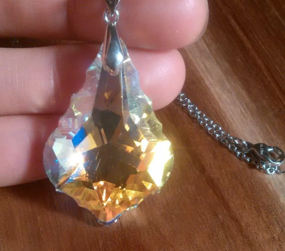 Simulated White Mystic Quartz Sterling Silver Pendant Stainless Steel Necklace - Image 7