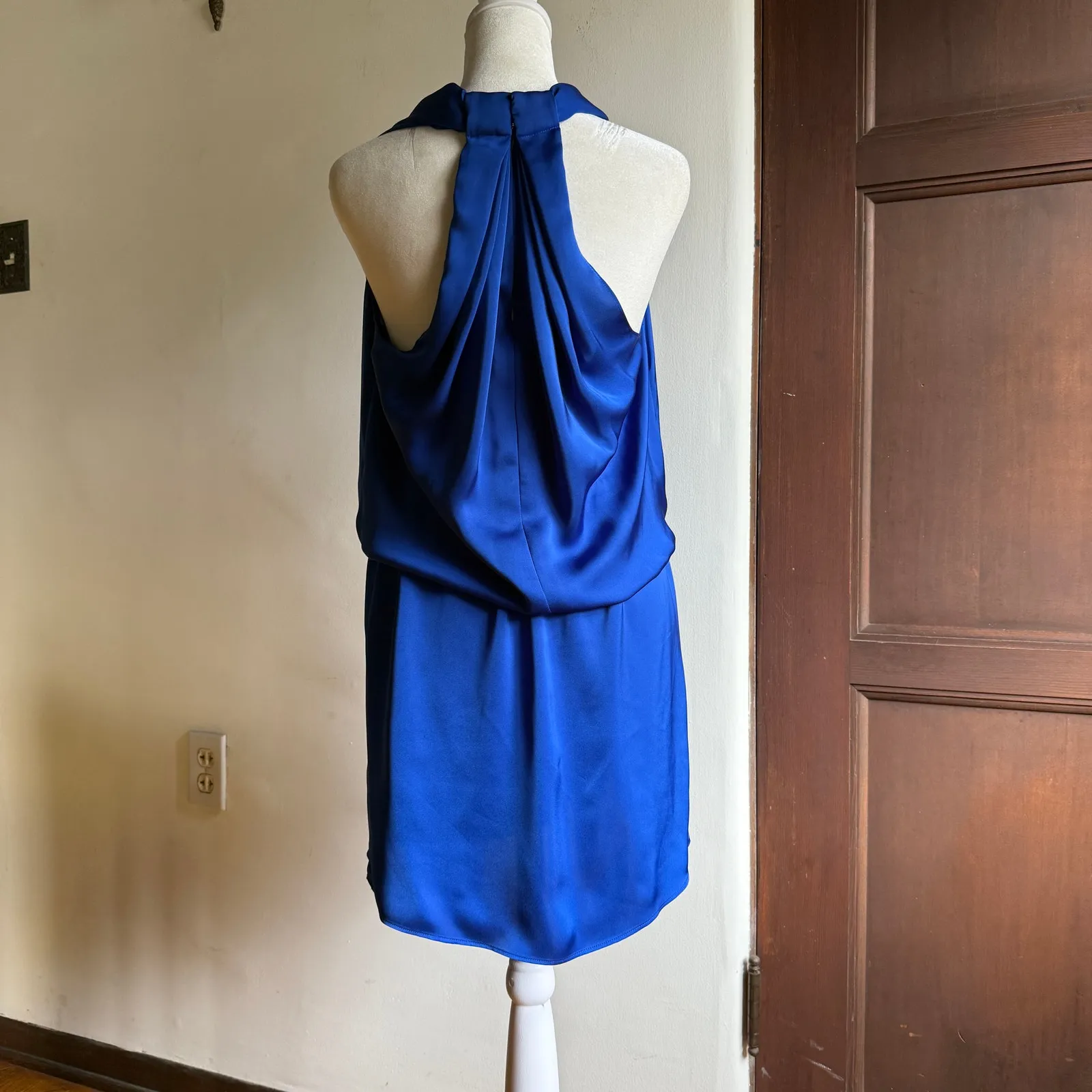 RAMY BROOK Marie Knot Front Sleeveless Mini Dress Charmeuse Cobalt Blue | Medium - Image 4