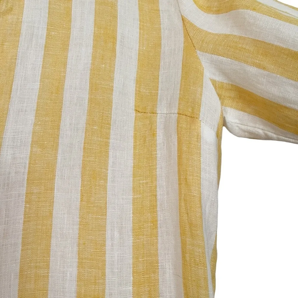 Trovata Birds of Paradise “Lucca” yellow awning stripe linen shift dress coverup Size XS - Image 5