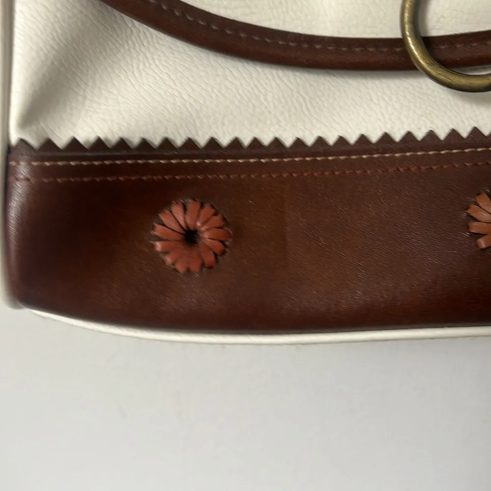 Vtg 90s Liz Claiborne Brown and White Women’s Crossbody Purse 🔴 - Image 5