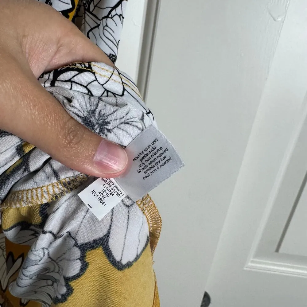 Lane Bryant Yellow Floral Cowl Neck Blouse NWT 26/28 - Image 3