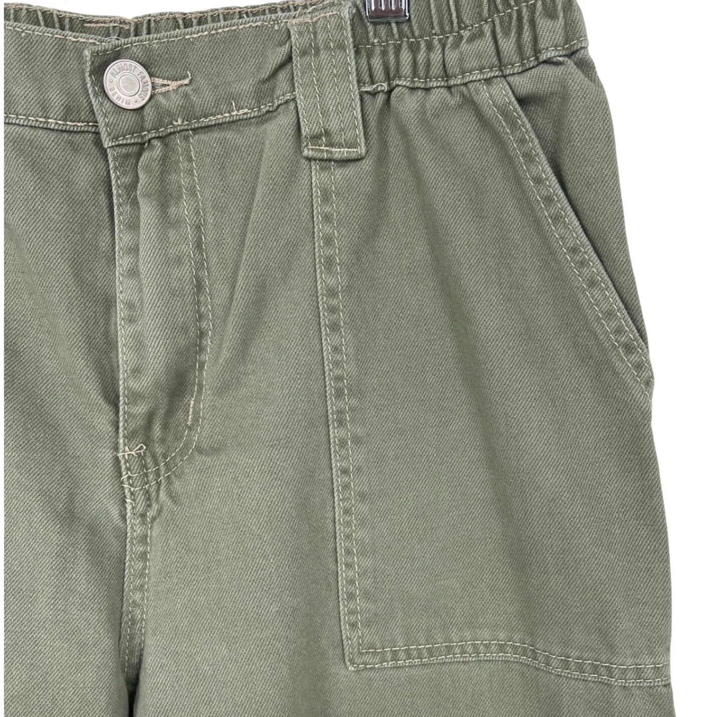 Almost Famous Wide Leg Cargo Jeans Green Large Y2K Skater Utility EUC - Image 7