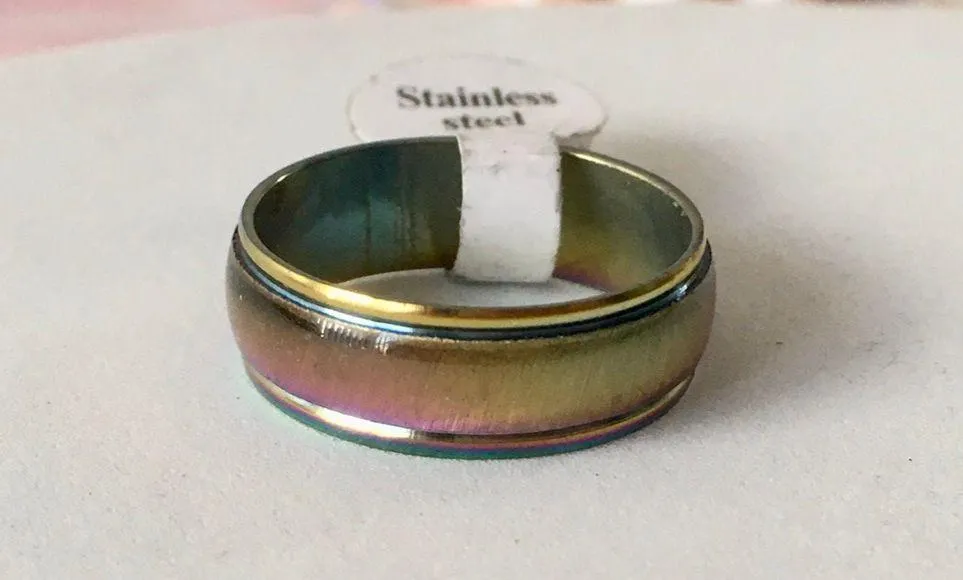 Colorful Stainless Steel Ring, Size 10 Multiple - Image 2