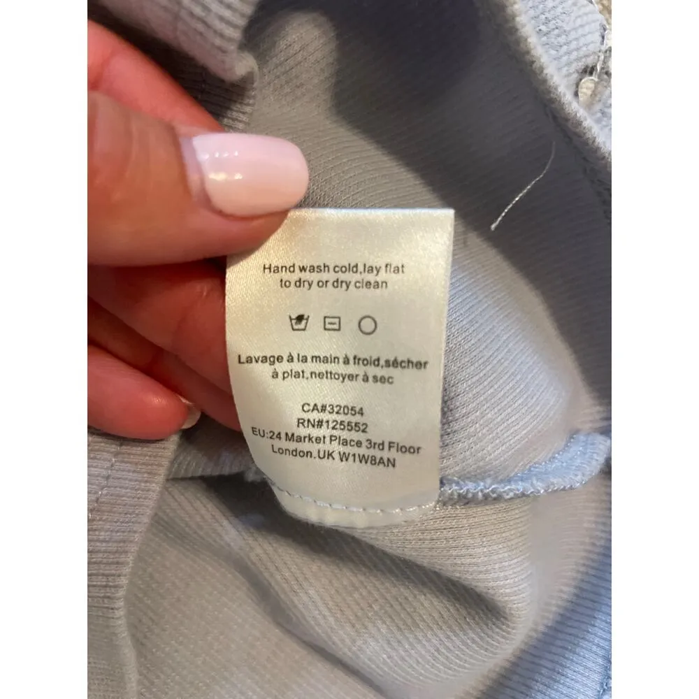 Anthropologie Dolan Light Blue Puffed Long Sleeve Lace Top XS - Image 9