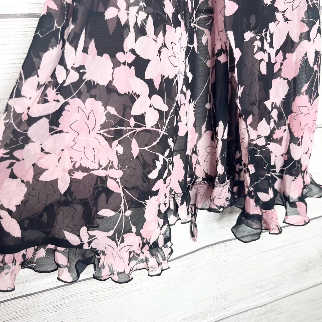 Vintage California Dynasty Sheer Black & Pink Floral Chemise Lingerie Size Large - Image 6