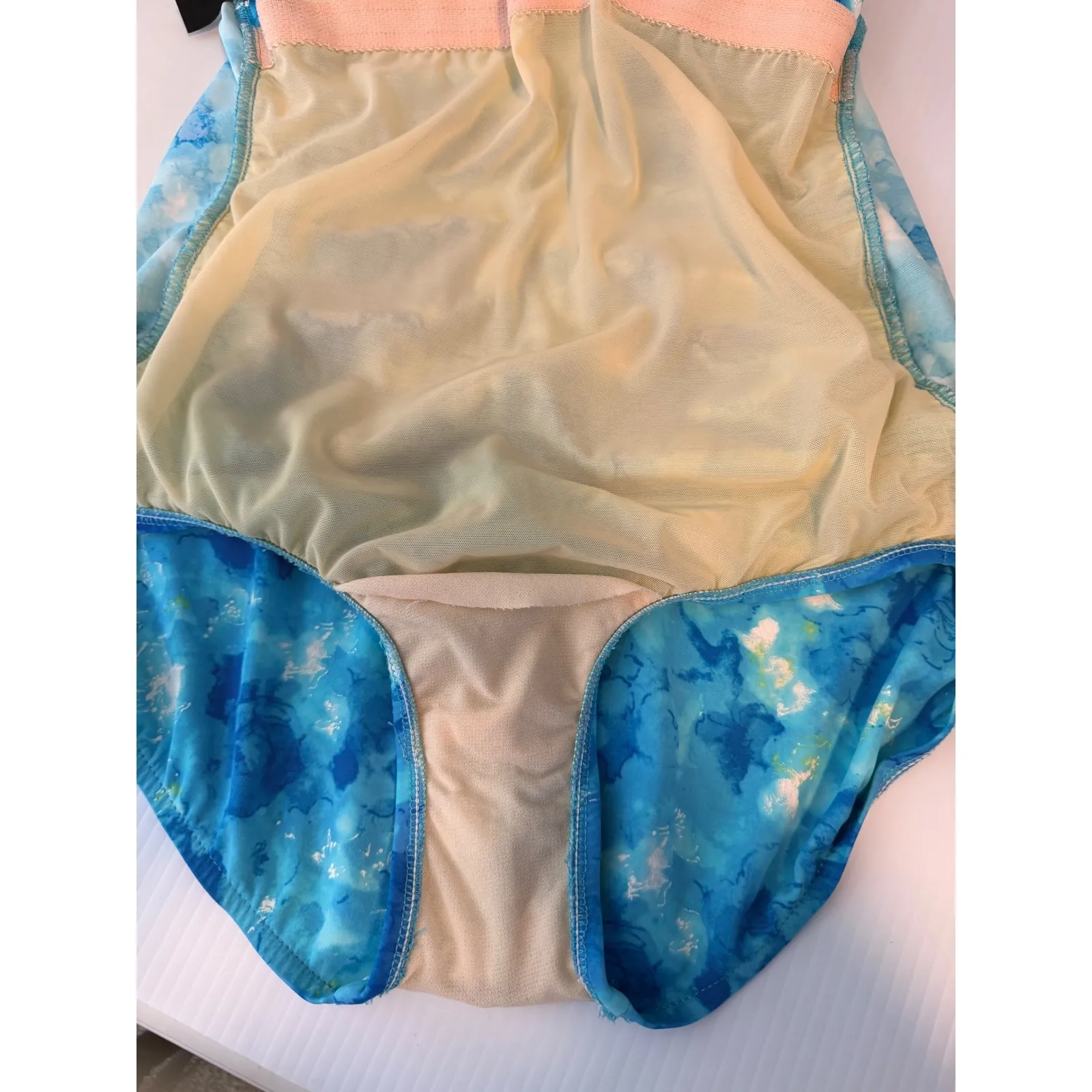 Maxine of Hollywood Blue Floral Ruched One Piece Swimsuit Size 18W - Image 7