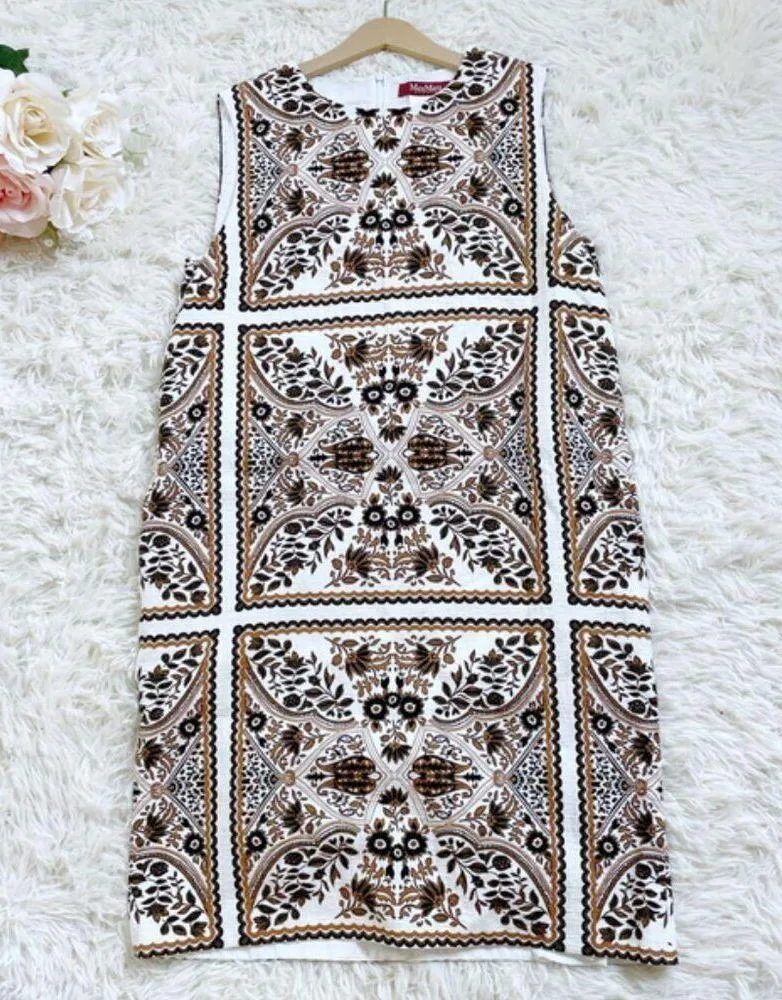 MAX MARA STUDIO Berto Suit Set (Dress+Matching Jacket) Moroccan-Tile Print US 6 - Image 4