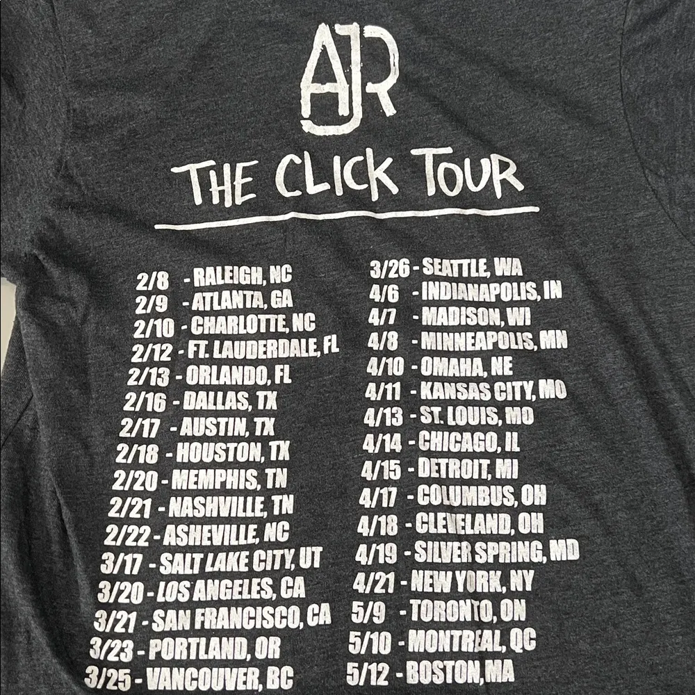 AJR Tour Graphic TShirt Gray Size XS - Image 4