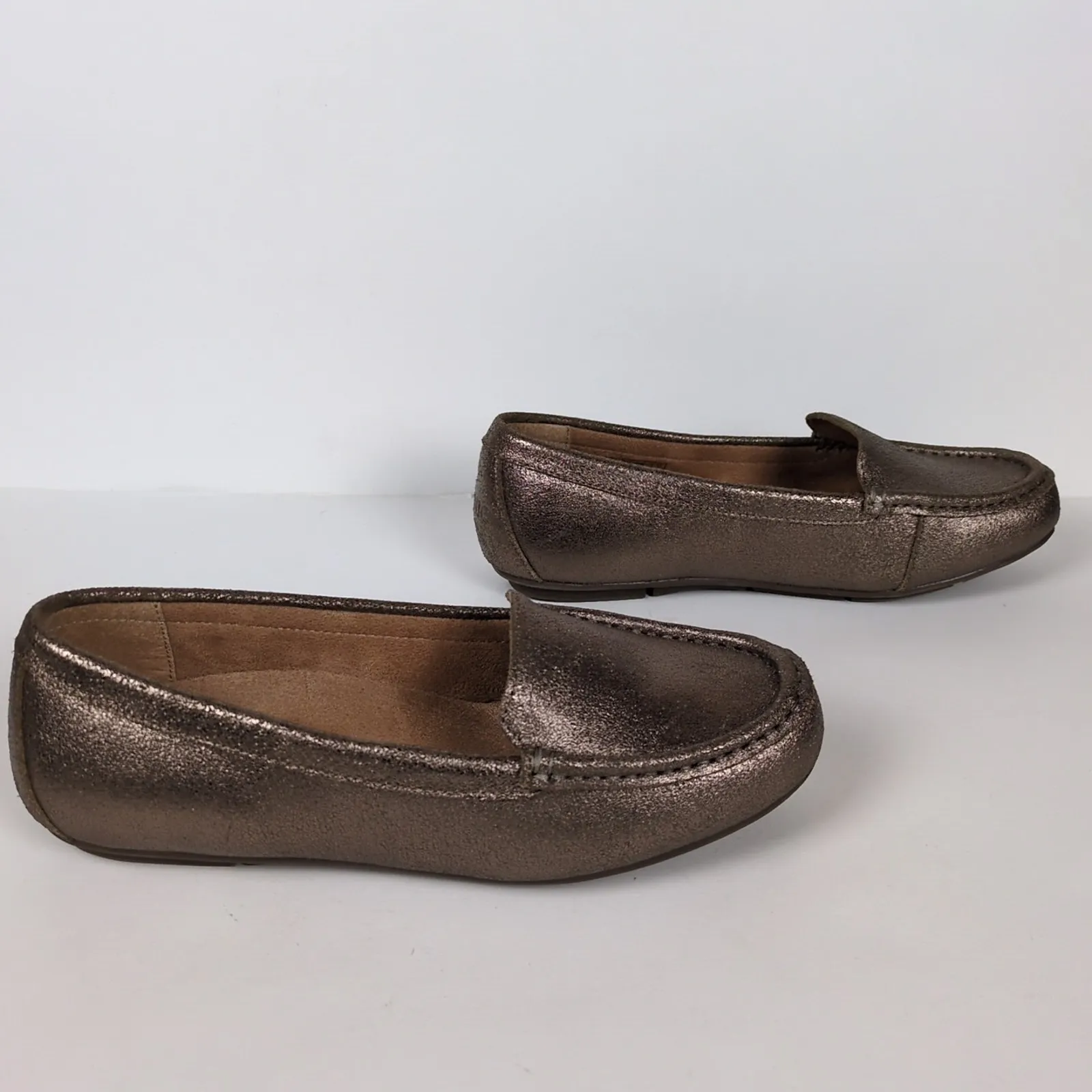 VIONIC Debbie Loafer Metallic Gold Leather Orthotic Comfort Women's 7.5 Wide - Image 3