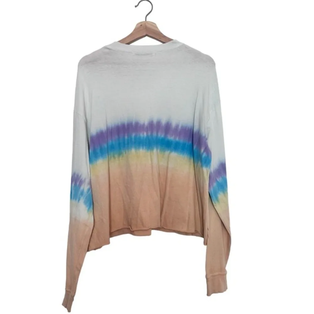 Daydreamer Rainbow Tie Dye Cropped Long Sleeve Tee size M‎ - Image 2