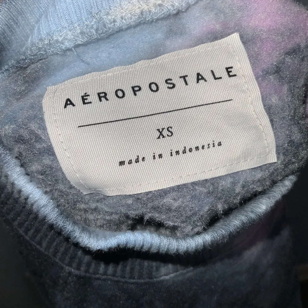 Aeropostale Blue & Pink Tue Dye Cropped Long Sleeve High Neck Sweatshirt XS - Image 9